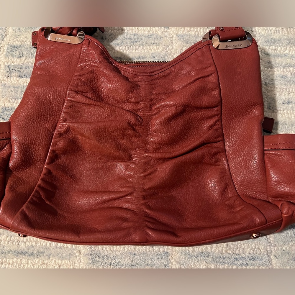 B. makowsky Rust Red Leather Satchel Purse